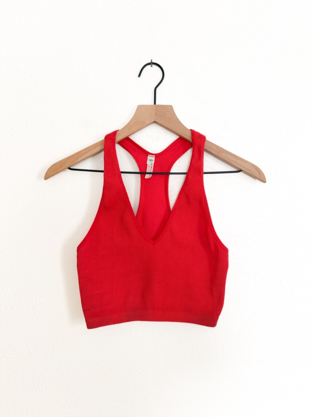 Free People Movement Red V-Neck Crop Tank Top